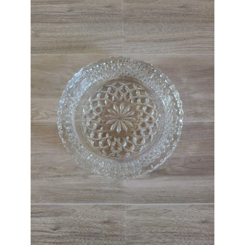 Vintage Anchor Hocking Wexford Clear Glass Ashtray 5" Diamond Cut MCM Small Dish